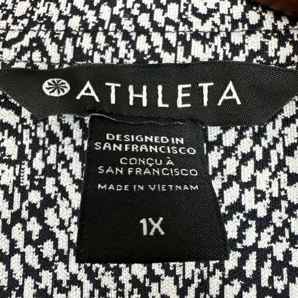 Athleta Textured Shirt Jacket Women 1X Button Up Braiden Black White Dressy $149